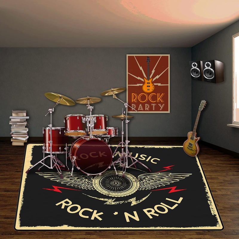 PRIHALF Drum Rug, Drum Set Carpet,Bedroom Living Room Decor,Soundproof Rug Pads Drum Accessories for Drum Set,Non-Slip Carpet,Great Gift for Drummers,100% Polyester(B,5.2 * 6.5(160 * 200cm) ft) - Image 4